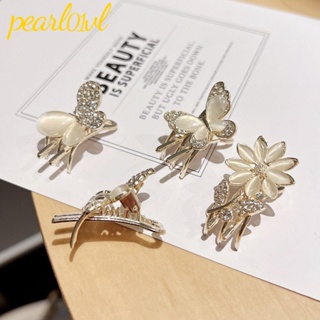 Pearl01 กิ๊บติดผมโลหะ รูปผีเสื้อ ดอกไม้ ประดับพลอยเทียม แฟชั่นสําหรับผู้หญิง