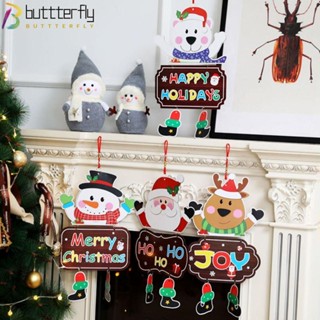 Buttterfly กระดาษลายซานตาคลอส 2 ชิ้น พร้อมเชือกเส้นเล็ก สําหรับแขวนตกแต่งประตู วันคริสต์มาส