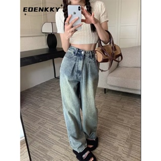 EOENKKY  กางเกงขายาว กางเกงยีสน์ผู้หญิง ทรงหลวม ๆ ตรง Retro Hip Hop Pants 2023 NEW Style  Trendy ins Korean Style Unique A97L83X 36Z230909