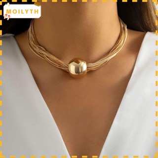 Moilyth สร้อยคอโช้กเกอร์ โลหะผสม จี้ลูกบอล เรขาคณิต สีทอง เครื่องประดับ สําหรับงานแต่งงาน