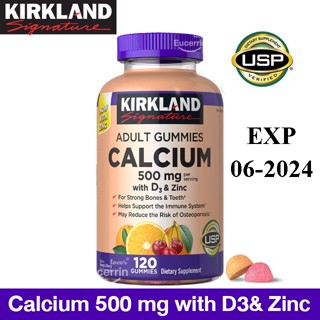 Kirkland Signature Calcium 500 mg with D3 &amp; Zinc, 120 Gummies