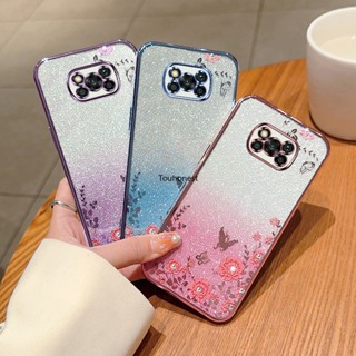 เคส For Xiaomi Poco X3 NFC เคส Xiaomi Poco M3 เคส Xiaomi Poco X3 Pro Casing Xiaomi Poco M4 Pro Case Xiaomi 11T Pro Case Xiaomi Mi 11 Lite Case TPU Luxury Romance Flower Butterfly Silicone Phone Case Cassing Cases Cover OU โทรศัพท์มือถือซิลิโคน