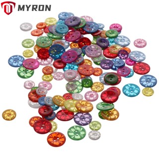 Myron กระดุมดอกไม้เรซิ่น 2 รู คละสี สําหรับตกแต่งเสื้อผ้า DIY