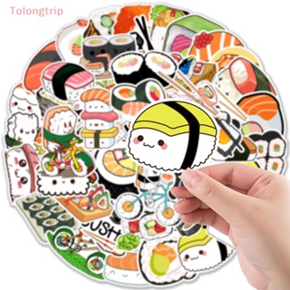 Tolongtrip&gt; สติกเกอร์ ลายการ์ตูนอาหารญี่ปุ่นน่ารัก สําหรับติดตกแต่งซูชิ 50 ชิ้น