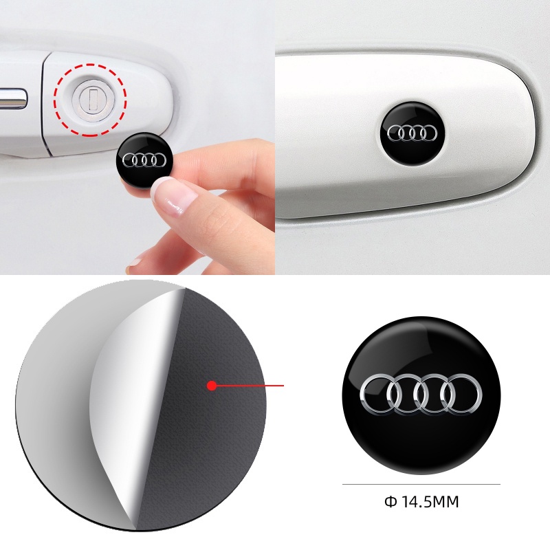 สติกเกอร์รูกุญแจล็อคประตูรถยนต์ สามมิติ กันขโมย สําหรับ Audi Sline A3 A4 A5 A6 A7 A8 Q3 Q5 Q7 S3 S4 RS3 RS4 RS5 RS7 S6 S7 TT 2 ชิ้น