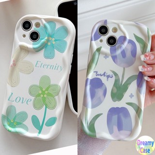 เคสโทรศัพท์มือถือ ขอบโค้ง ลายดอกทิวลิป สีม่วง สีเขียว สําหรับ Infinix Note Hot 30 12i 12 20 11 10 9 Pro Play 8 Smart 7 6 5 Plus