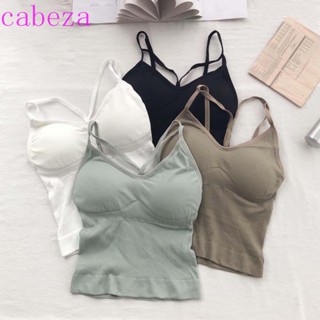 Cabeza เสื้อกล้ามผู้หญิง สตรีทแวร์ ยางดันทรง พร้อมแผ่นซับหน้าอก เสื้อชั้นใน