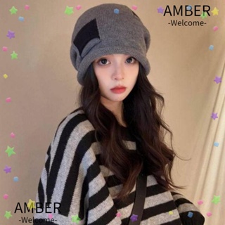 Amber หมวกถักลําลอง กันลม ให้ความอบอุ่น แฟชั่นฤดูหนาว สําหรับกลางแจ้ง