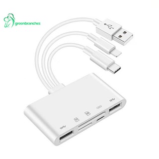 Greenbranches1 อะแดปเตอร์การ์ดรีดเดอร์ OTG USB สําหรับตัวแปลง Micro-SD TF iPhone iPad Apple 13