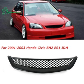 Greenbranches1 กระจังหน้ารถยนต์ ABS สีดําเงา สําหรับ Honda Civic JDM Type R 2001-2003