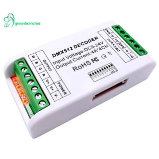 Greenbranches1 ตัวถอดรหัส DMX RGBW 16A RGB RGBW DMX 512 4 ช่องทาง ขนาดเล็ก สําหรับแถบไฟ LED DC9-24V