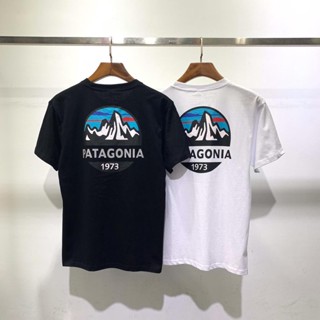 P/2022 เทรนด์สตรีทแนวใหม่ในฤดูร้อน PATAGONIA ภูเขาหิมะ 1973 ลายดอก ฮิตเลอร์ เสื้อยืดแขนสั้นสําหรับผู้ชายและผู้หญิง