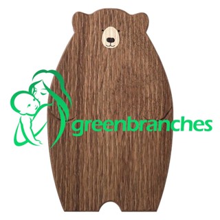 Greenbranches1 เขียงไม้ รูปหมีน่ารัก สีน้ําตาล สําหรับตัดขนมปัง วอลนัท