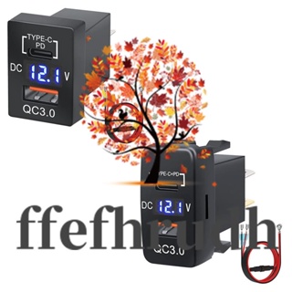 Ffefhrudh อะแดปเตอร์ซ็อกเก็ตชาร์จ 12V-24V USB Outlet Dual Quick Charge 3.0 &amp; PD USB C Port สําหรับรถยนต์ เรือ รถบรรทุก