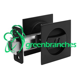 Greenbranches1 อุปกรณ์ล็อคประตูบานเลื่อน แบบไม้ เนื้อแมตต์ ทรงสี่เหลี่ยม สีดํา