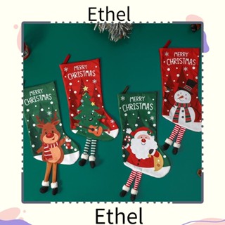 Ethel1 ถุงน่อง ลายซานตาคลอส กวาง สโนว์แมน คริสต์มาส ของขวัญ สําหรับตกแต่งต้นคริสต์มาส