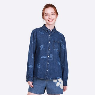 LEE เสื้อเชิ้ตแขนยาวผู้หญิง คอลเลคชั่น REIMAGINED DENIM (101+) SEASONAL รุ่น LE L2026101 สียีนส์ ลี เสื้อเชิ้ตแขนยาว เสื้อผ้า เสื้อผ้าผู้หญิง