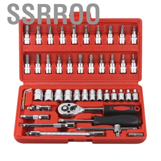 Ssrroo 46pcs Mechanic Hand Tool Kit with Case 24T Wrench Multifunction Ratchet Socket Set for Auto