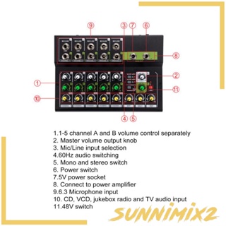 [Sunnimix2] เครื่องผสมเสียงสตูดิโอ คอนโซลผสมเสียง 10 ช่องสัญญาณ ควบคุมเสียง สําหรับ DJ บันทึก