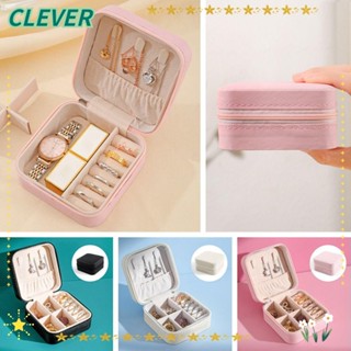 Clever กล่องเก็บเครื่องประดับ ต่างหู แหวน หนังคู่ ขนาดเล็ก 4 สี