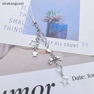 Shakangcool จี้ห้อยโทรศัพท์มือถือ รูปดาวห้าแฉก ประดับโบว์ โลหะ สีเงิน สําหรับผู้หญิง SGL