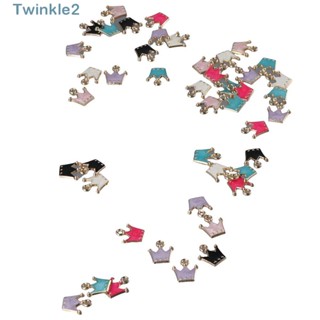 Twinkle จี้มงกุฎ โลหะผสมสังกะสี หลากสี กว้าง 11 มม. ยาว 12 มม. 60 ชิ้น