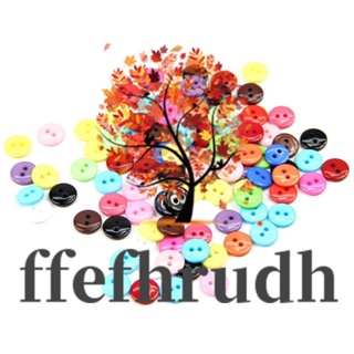 Ffefhrudh กระดุมเรซิ่น ทรงกลม คละสี 8 มม. อุปกรณ์เสริม สําหรับเย็บผ้า 100 ชิ้น