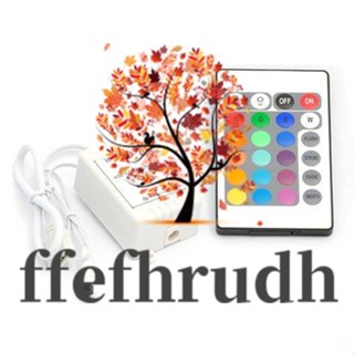 Ffefhrudh รีโมตควบคุมไฟ RGB LED ไร้สาย 24 ปุ่ม หรี่ไฟได้ 12v