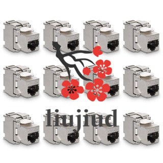 Liujiud โมดูลแจ็คคีย์สโตน CAT6A RJ45 Cat 6A 10 Gbit พร้อมเคสโลหะ 12 ชิ้น