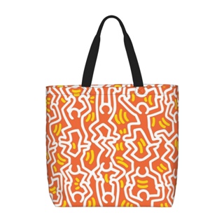 Keith Haring กระเป๋าถือ กระเป๋าสะพายไหล่ ทรงโท้ท มีซิป จุของได้เยอะ พร้อมกระเป๋า สําหรับผู้หญิง