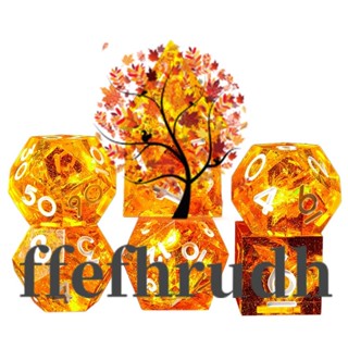 Ffefhrudh ชุดลูกเต๋า หลายเหลี่ยม แฮนด์เมด 7 ชิ้น พร้อมขอบคม สีส้ม สําหรับเกมโต๊ะ RPG MTG D&amp;D Pathfinder
