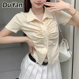 Du Yan ขายดี เสื้อยืดโปโล แขนสั้น คอปก ฤดูร้อน สําหรับผู้หญิง