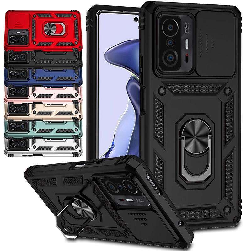 สําหรับ Xiaomi 11T / 11T Pro สไลด์เลนส์กล้อง กันกระแทก เคสแหวน เคสป้องกัน