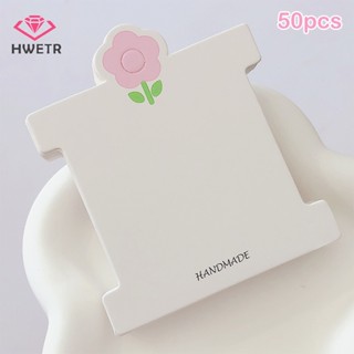 Hwetr ใหม่ กิ๊บติดผม กระดาษแข็ง ลายดอกไม้ สีชมพู แฮนด์เมด DIY สําหรับทําเครื่องประดับ 50 ชิ้น
