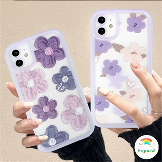 เคสโทรศัพท์มือถือแบบนิ่ม TPU กันกระแทก ลายภาพวาดสีน้ํามัน รูปดอกไม้สีม่วง คุณภาพสูง สําหรับ iPhone 15 14 13 12 11 Pro Max X Xr Xs Max 8 7 6 6s Plus SE 2020