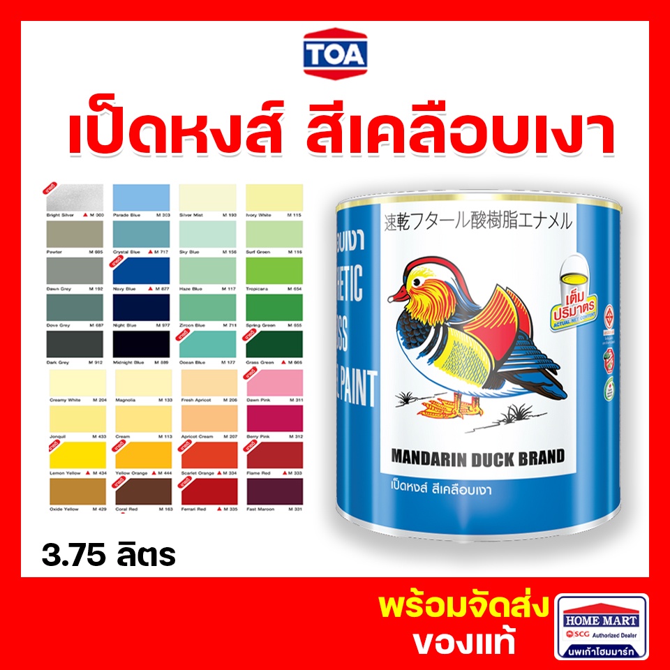 เป็ดหงส์ สีน้ำมัน สีเคลือบเงา (มีทุกเบอร์) Mandarin Duck (3.78ลิตร) สีทาไม้ สีทาเหล็ก ป้องกันสนิม