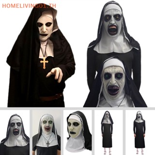 Onehome หน้ากากยาง รูป The Horror Scary Nun พร้อมผ้าพันคอ สําหรับแต่งคอสเพลย์ฮาโลวีน