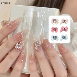 [zhuju1] โบว์เรซิ่น 3D สีชมพู สําหรับตกแต่งเล็บ 10 ชิ้น