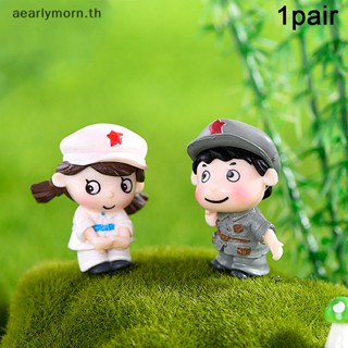 Aa ตุ๊กตาฟิกเกอร์ทหาร พลาสติก น่ารัก DIY สําหรับตกแต่งบ้านตุ๊กตา 1 คู่