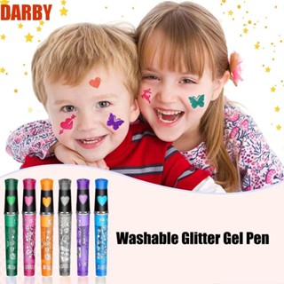 Darby ปากกาเจลกลิตเตอร์ ลายกราฟฟิตี้ 6 สี 1.0 มม. ล้างทําความสะอาดได้ เป็นมิตรกับสิ่งแวดล้อม 6 ชิ้น