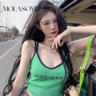 Molasome ใหม่ เสื้อกล้ามแขนกุด คอปาด ทรงสลิมฟิต สีตัดกัน แฟชั่นสําหรับผู้หญิง 2023