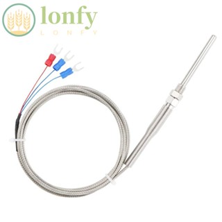 Lonfy โพรบเซนเซอร์วัดอุณหภูมิ สเตนเลส 50 มม. PT100 3 สาย 2 เมตร คุณภาพสูง