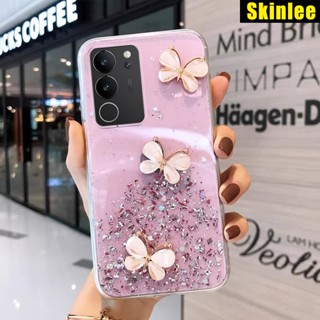 เคสโทรศัพท์มือถือใส แบบนิ่ม ลายผีเสื้อ มีแหวนคล้อง สําหรับ VIVO V29 Pro V29E V27 V27E V27 V27E V29 V29E Pro