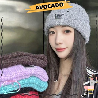 Avocarr หมวกบีนนี่ หมวกถัก แบบหนา ให้ความอบอุ่น ลําลอง กะโหลกศีรษะ ฤดูหนาว