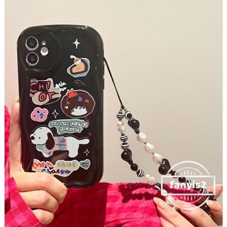 เคสโทรศัพท์มือถือ ลายการ์ตูนลูกสุนัขกราฟฟิตี้ พร้อมโซ่ สําหรับ Realme C53 C55 C35 C33 C30 C30s C25Y C21Y C3 C25 C25s C20 C20A C11 C15 8i 9i 5 5i 5s 6i Narzo 50i 50A Prime