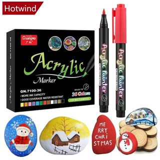 Hotwind ชุดแปรงปากกามาร์กเกอร์ อะคริลิค โลหะ 12 24 36 60 สี สําหรับวาดภาพกราฟฟิตี้ DIY C9P1