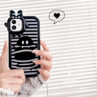 เคสโทรศัพท์มือถือ แบบนิ่ม ลายการ์ตูนมอนสเตอร์ สีดํา สําหรับ iPhone 14 13 12 11 Pro Max SE2020 X XR Xs Max 7 8 6 6s Plus