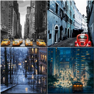 Painting By Numbers City Landscape On Canvas With Frame For Drawing Adults Kits Pictures Paint By Number Coloring Decor Art Gift