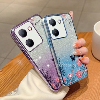 เคสโทรศัพท์มือถือ TPU แบบนิ่ม ลายดอกไม้ ไล่โทนสี สําหรับ Vivo Y36 5G 4G 2023 Y36 Y 36