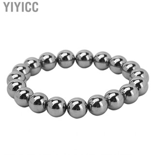 Yiyicc Terahertz Bead Bracelet Lightweight Stretch 10mm Round Fashionable Flexible Improve Circulation Energy Stone for Men